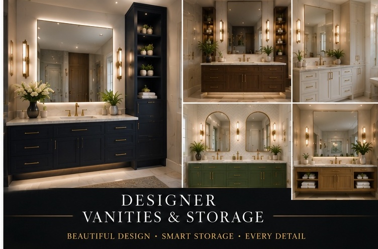 Designer vanities and storage